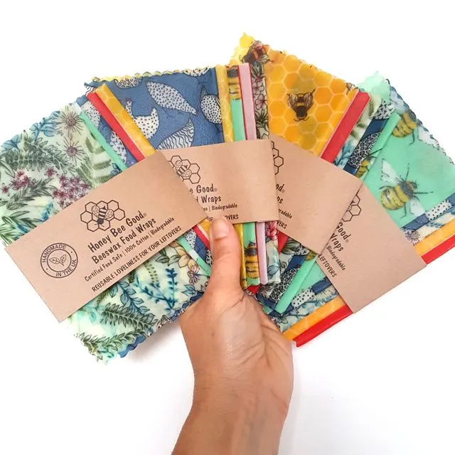 Mixed Pattern 5 Pack Very Useful Mini+ (6x6in) Beeswax Wraps