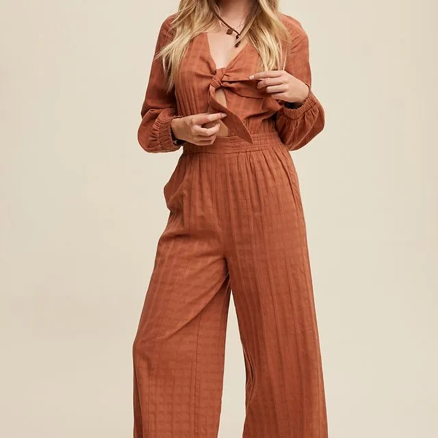 Front Cut Out Long Sleeves Jumpsuit - (LILRP0277 ~ BRICK)