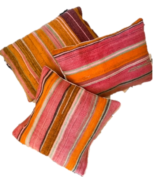 Pink & Orange Striped Hayk Pillows