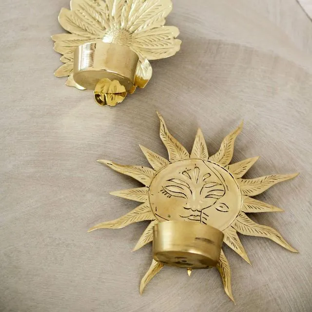 "SUN" Wall Candle Holder - gold