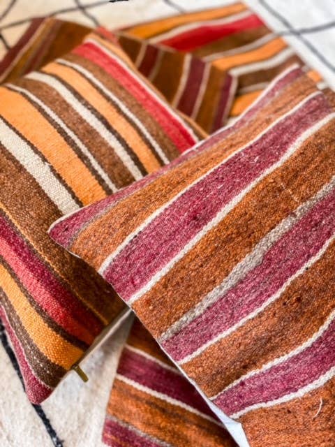 Striped Hayk Pillow, brown - orange -  pink