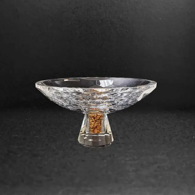Fruit Bowl with Crystal-Filled Base - Gold