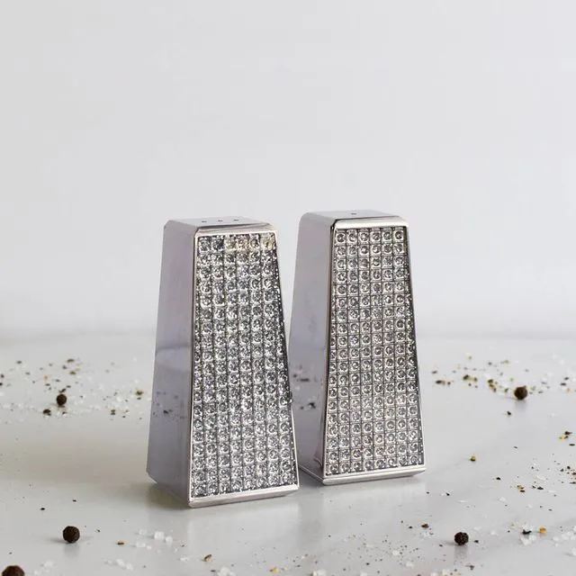 Stainless Steel Silver Glitter Galore Design Salt and Pepper