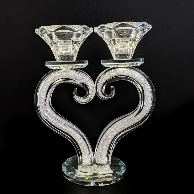 Crystal-Filled Heart Shaped Candle Holder