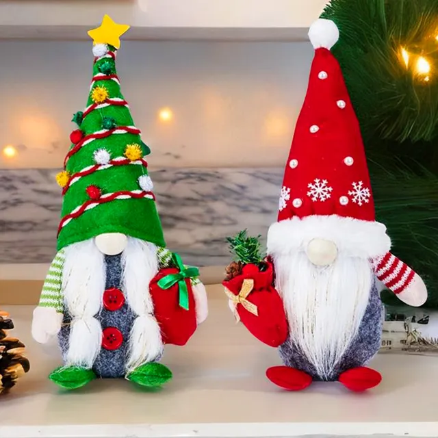 Jolly Companions Christmas Gnome Decor Set of Two, Plush Xmas Home Decor