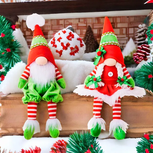 Classic Christmas Duo Plush Gnome Set, Christmas Table Centerpiece Decoration