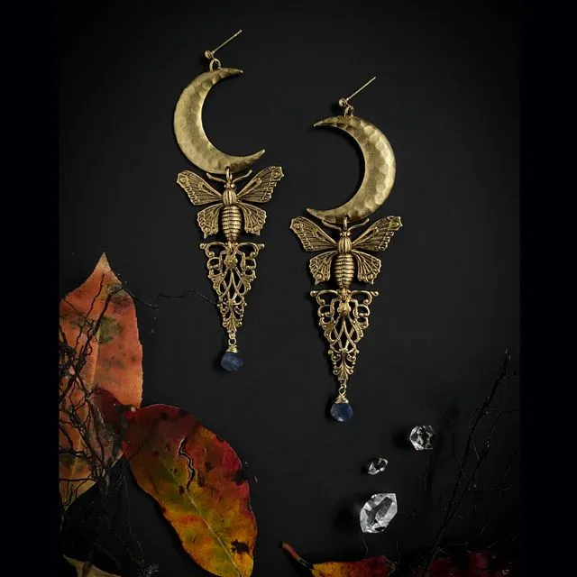 Moth and Moon Mystic Earrings