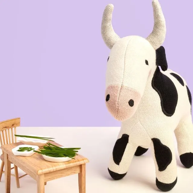 Knitted Organic Cotton Cow Soft Toy