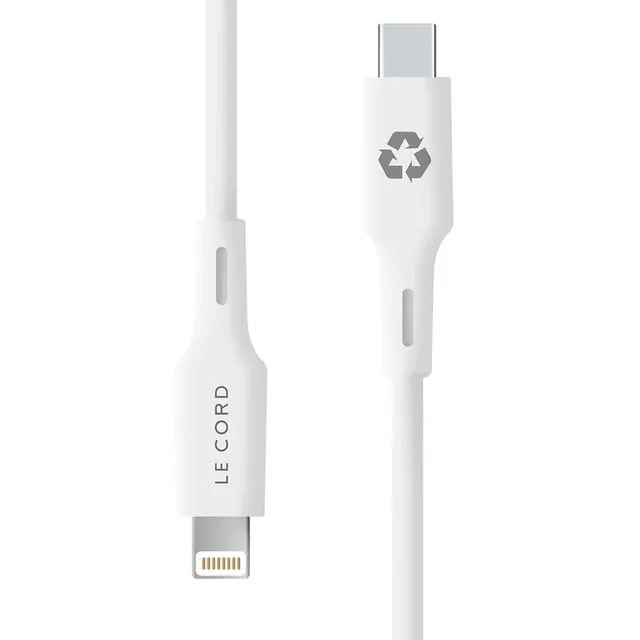 Foggy Snow iPhone USB C to Lightning cable · Made of recycled plastics