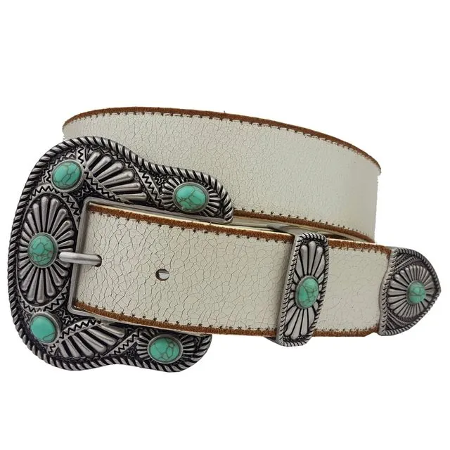 Vintage Leather belt with Western Buckle Set
