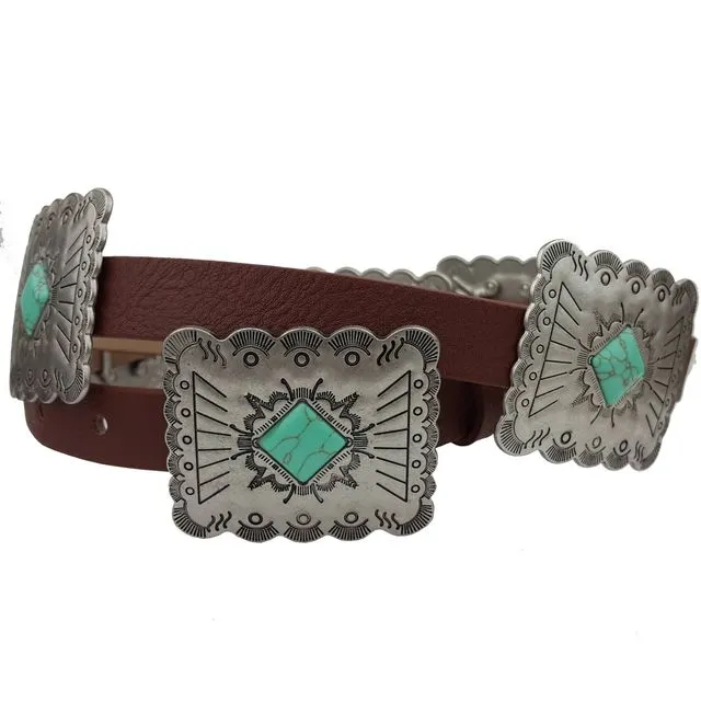 Western concho style belt w. stone