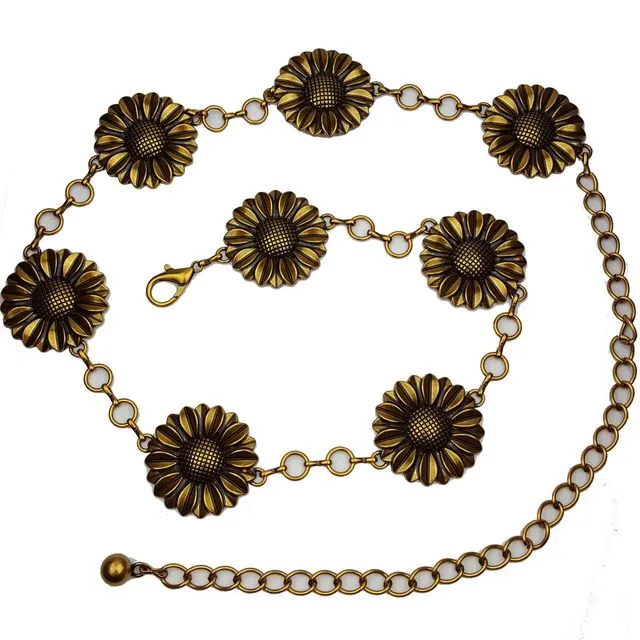 Sunflower Metal Chain Belt ., Brass