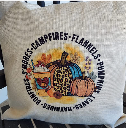 Fall Pillow Cover:  Campfires, Flannels, Pumpkins,Leaves