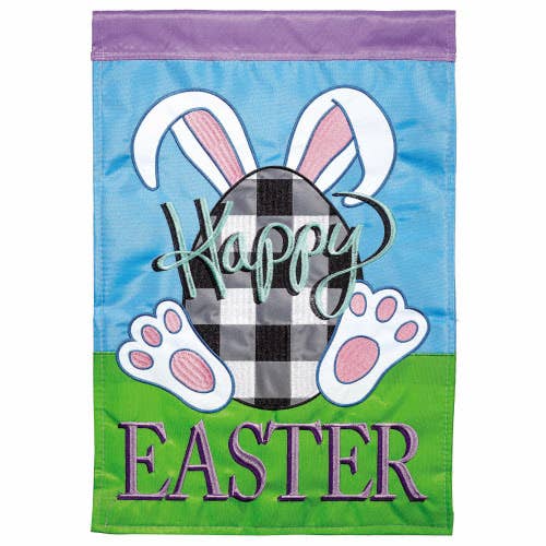 Happy Easter Plaid Bunny Garden Flag 13x18