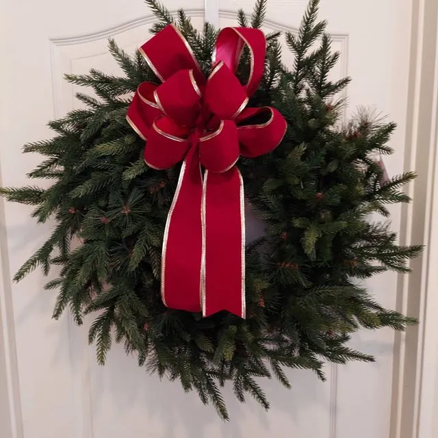 30 inch faux Mixed Colorado pine with Holiday Red bow