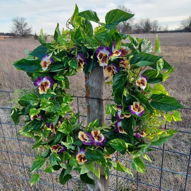 Pansy and Greenery Wreath