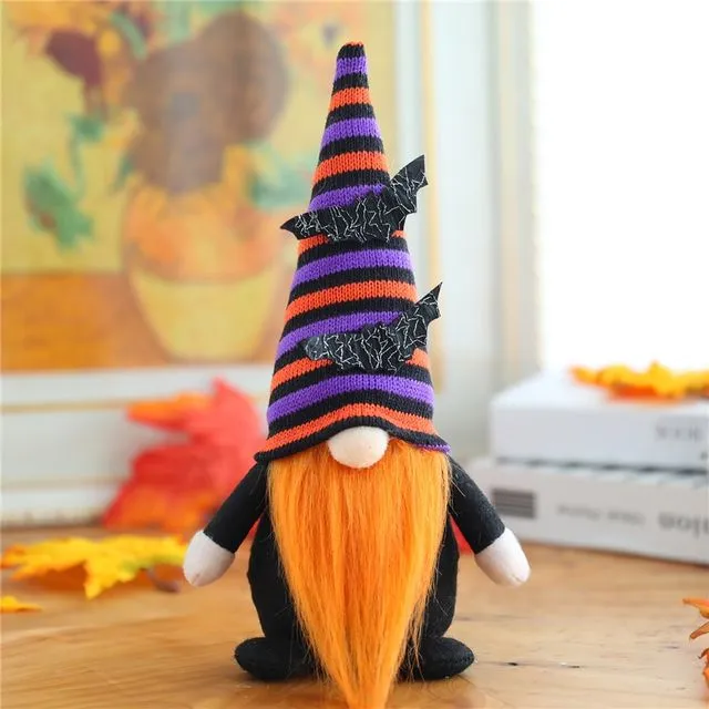 Striped Long Hat Dwarf Doll Halloween Decorations - ORANGE