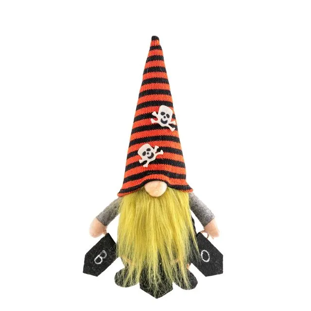 Striped Long Hat Dwarf Doll Halloween Decorations - Yellow