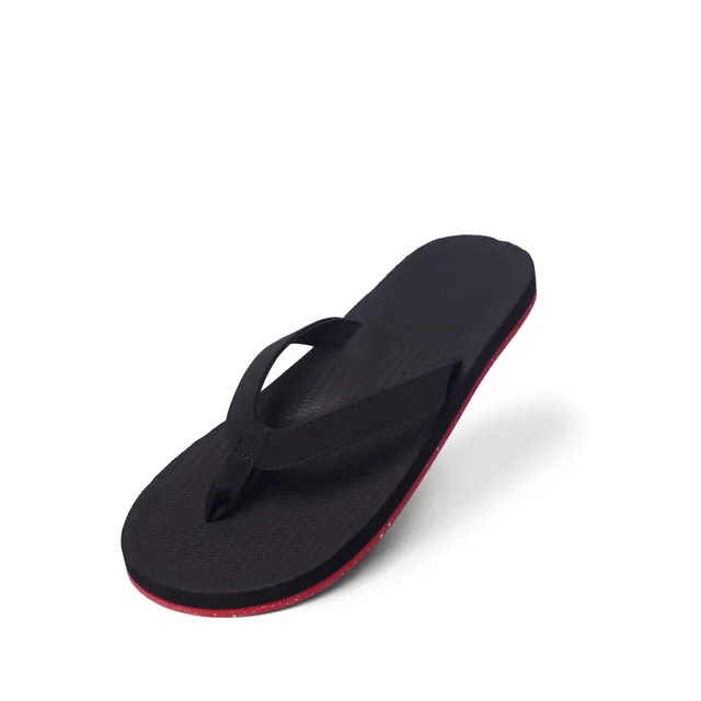 Women's Flip Flops - Red Sole/Black - Sneaker Sole