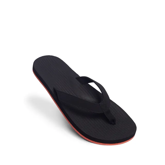 Men’s Flip Flops - Orange Sole/Black - Sneaker Sole