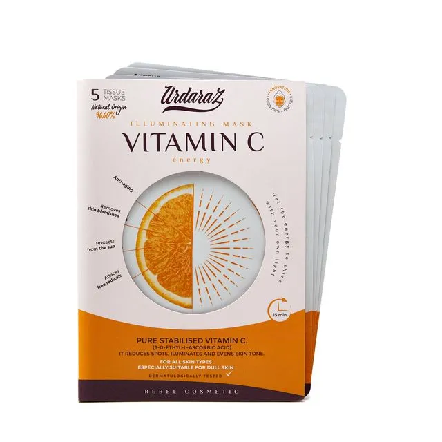 Moisturizing Facial Mask with improved Vitamin C. Pack 5