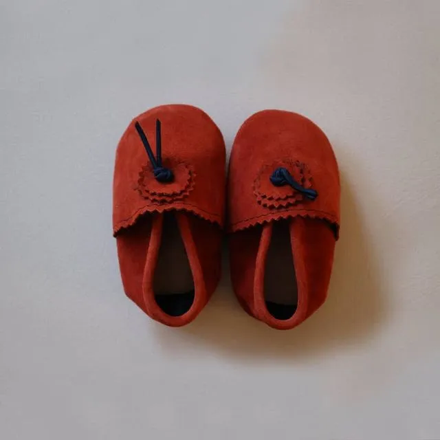 Suede Baby Slippers - Rust