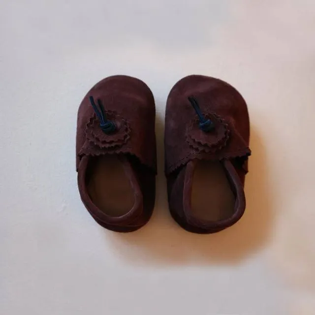 Suede Baby Slippers - Chocolate