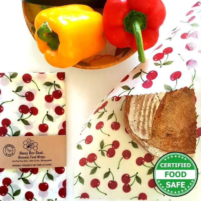 XXL Bread Wrap Beeswax Wraps| Handmade in the UK| Cherries