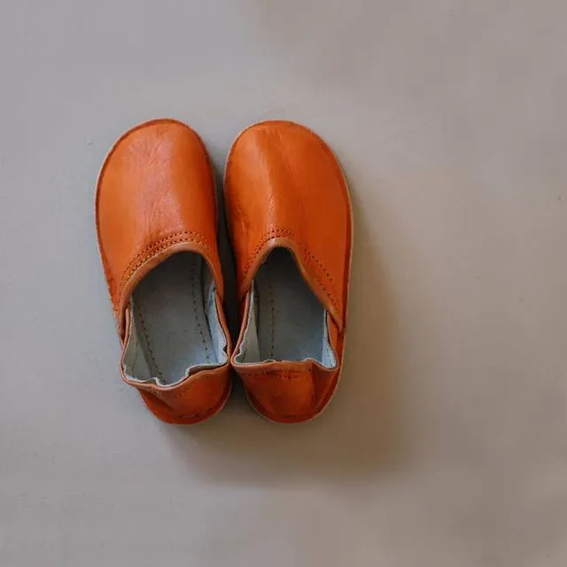 Children's Leather Shoes - Orange