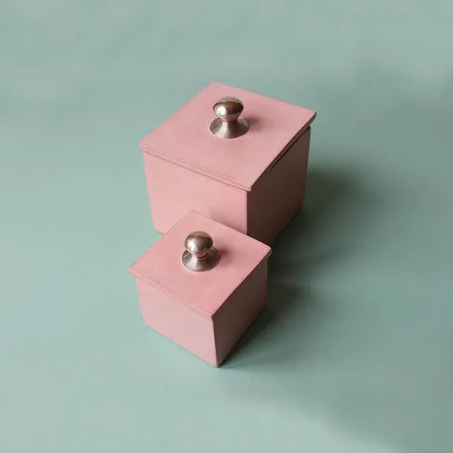 Ceramic Tadelakt Boxes - Blush Pink