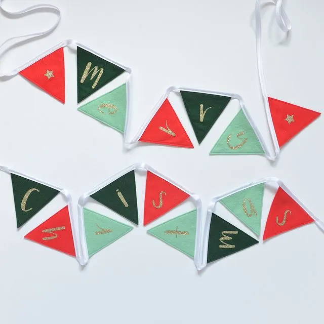 Merry Christmas Bunting 2 pieces | Red Christmas Garland