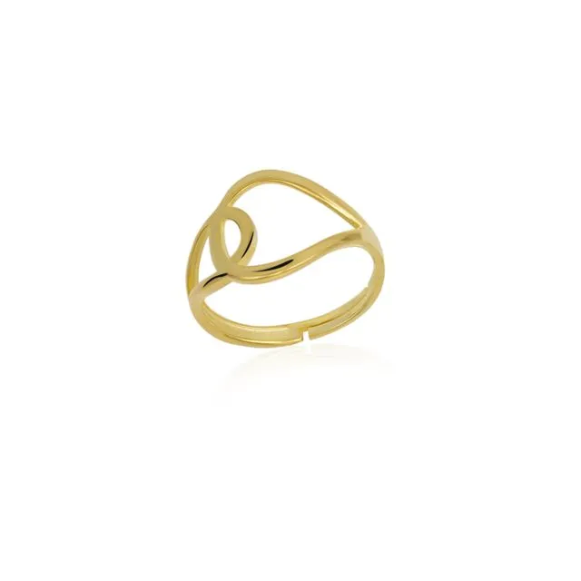 Intercepting Circles Sterling Silver Statement Signature Ring in Gold