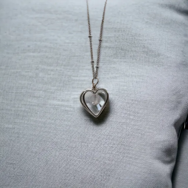 Heart Cage with Crystal Charm Necklace
