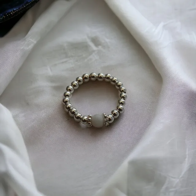 White Agate Gemstone Ring