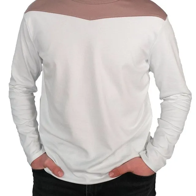Long Sleeve Crew Collar (White and Mauve)