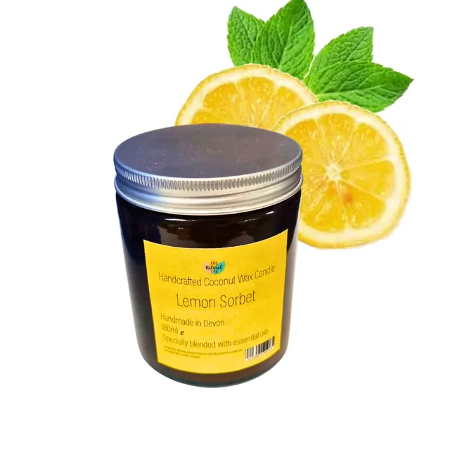 Coconut Wax Candle - Amber glass Jar 60ml Lemon Sorbet