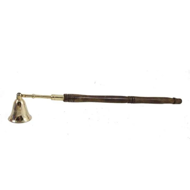Brass Candle Snuff - Long Arm, Wood Handle