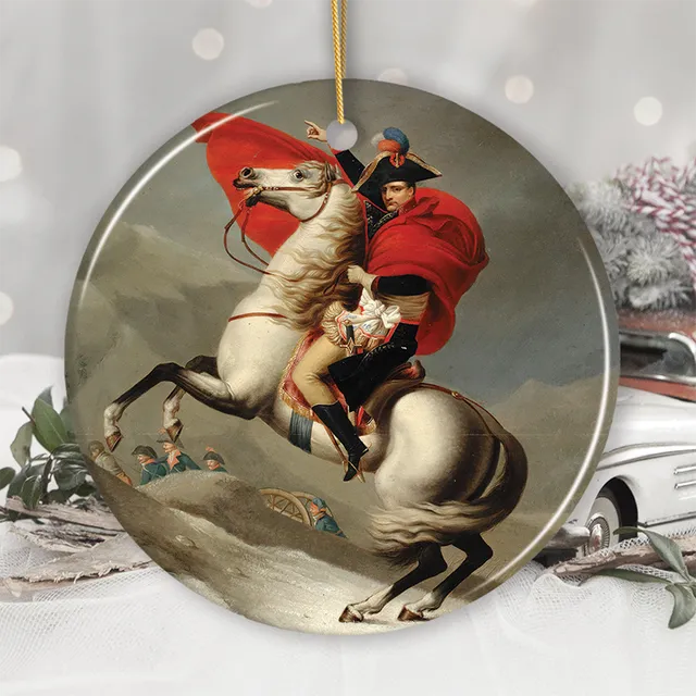 Jacques-Louis David Napoleon Crossing The Alps Ceramic Ornament, Famous Painting Christmas Decoration Souvenir