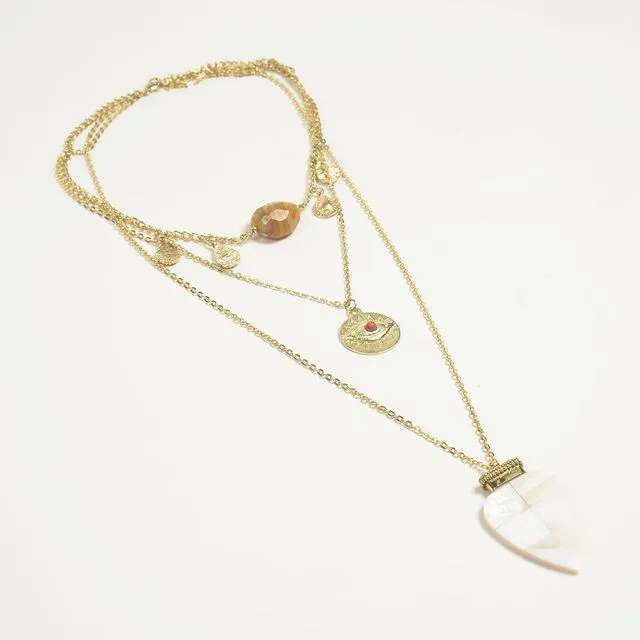 Seashell & Metallic Charm Boho necklace