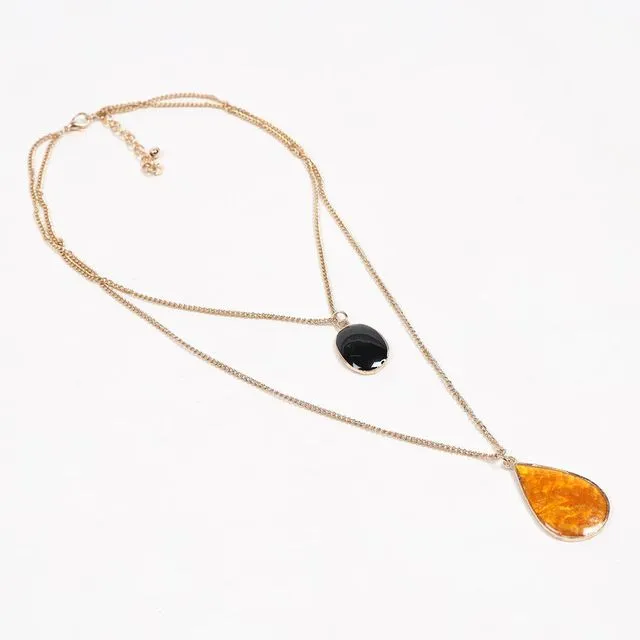 Gold-Toned Iron & Resin Layered Pendant Necklace