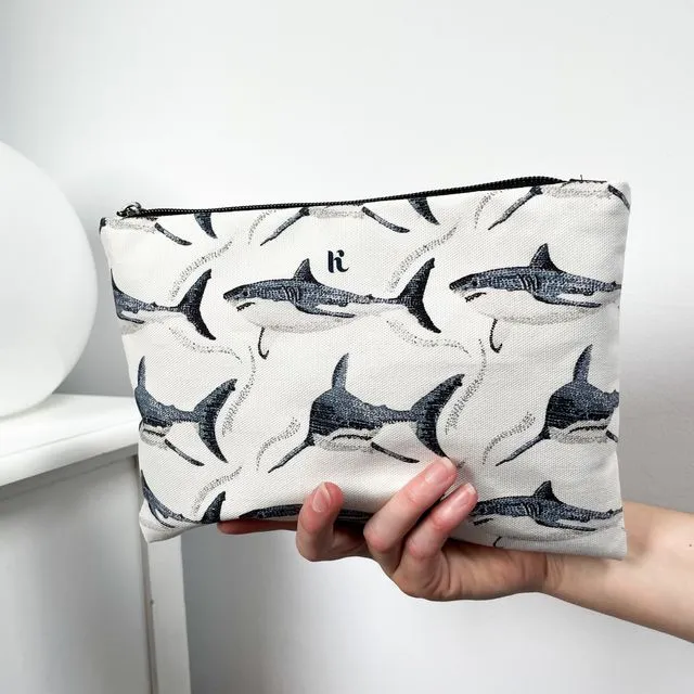 Shark Pouch - White Watercolour
