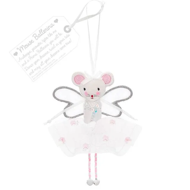 'Mouse Ballerina' (White) Fair Trade Decoration