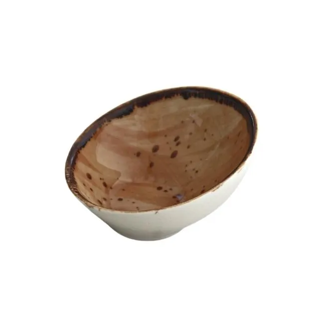 Handmade Snack & Dip Bowl - Mussel - White / Inner: Brown - XSmall (Ø 5 cm)