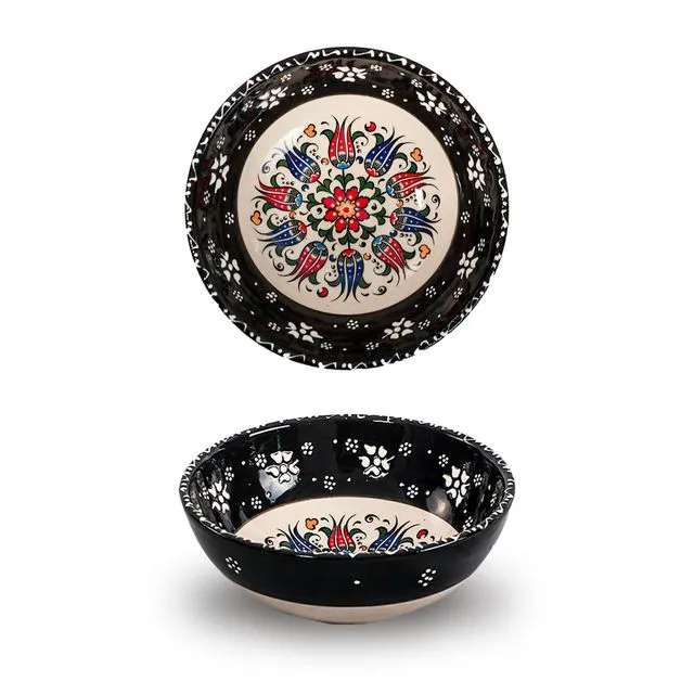 Handmade Large Ceramic Bowl, Mexican Style, Black Colour, Size: Ø 15 cm | Bascuda