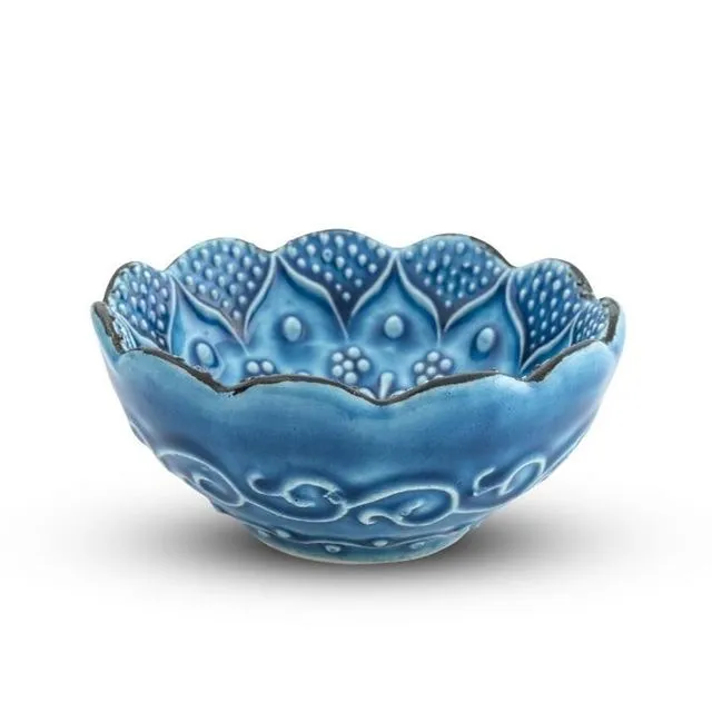 Handmade Small Ceramic Bowl, Ocean Style, Blue Colour, Size: Ø 8 cm | Bascuda