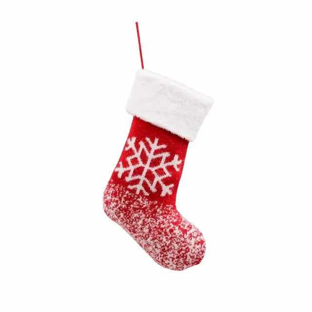 Contrast Color Knitted Christmas Stocking Gift Bag