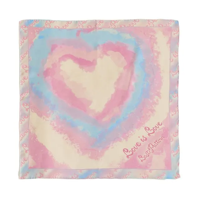 "Love is Love" Silk Bandana Scarf - Blue &amp; Pink