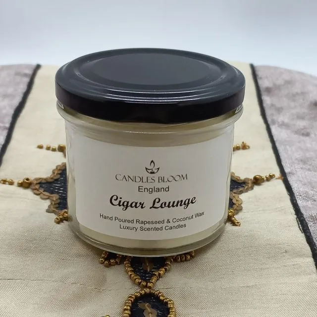 Cigar Lounge Scented 130ml Glass Jar Candle - Burn Time up to 25 Hours