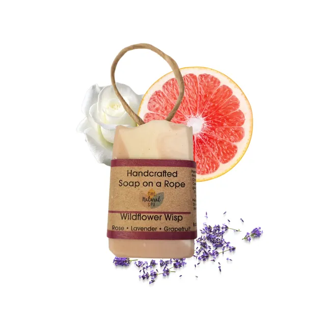 Wildflower Wisp Soap On A Rope- 100g- Cold Process- Palm Oil free- Vegan- Sustainable- Sulphate Free- Natural- Cruelty Free- Essential Oil