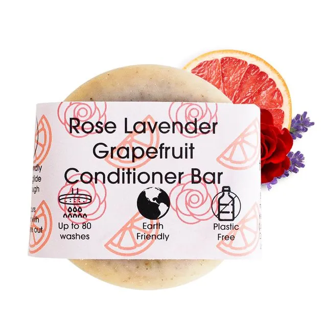 Rose Lavender Grapefruit Conditioner Bar- De-tangle - Long Lasting- All Hair Types- Sulphate Free- Cruelty Free- Vegan- Curly Hair- Natural- Sustainable